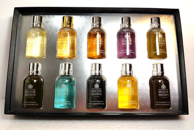 Molton Brown London England Shower Bath Gel Gift Set 10 Deluxe 1.7oz Bottles