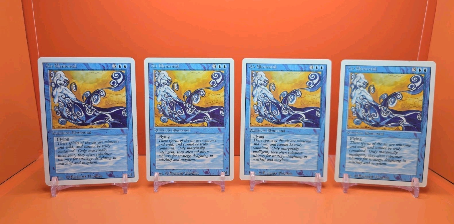 🔵🔵🔵 (4) 1994 MAGIC The Gathering AIR ELEMENTAL REVISED 3RD EDITION PLAYED 🔵2