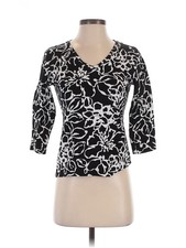 Jones New York Signature Women Black 3/4 Sleeve T-Shirt S