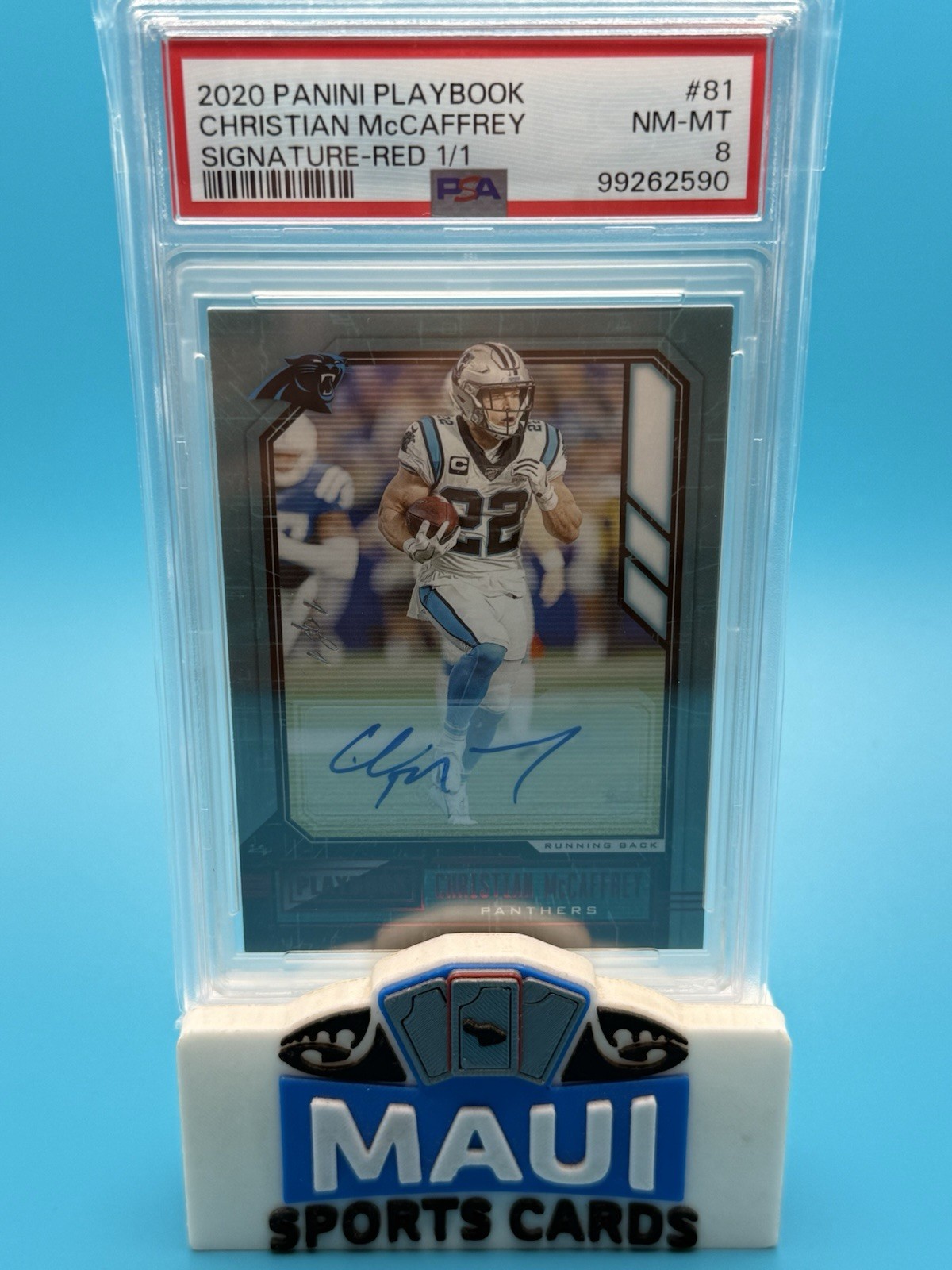Christian McCaffrey 2020 Playbook Red 1 Of 1 #81 PSA 8 Auto 