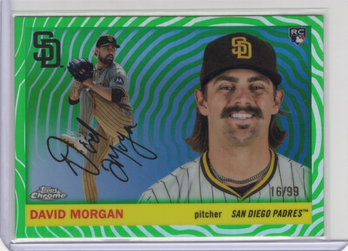 2025 Topps Chrome Platinum Green Vibrations /99 RC David Morgan-Padres.