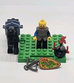 LEGO Castle 6009 Black Knight Minifigure + Horse + Dragon Shield Retired CMF