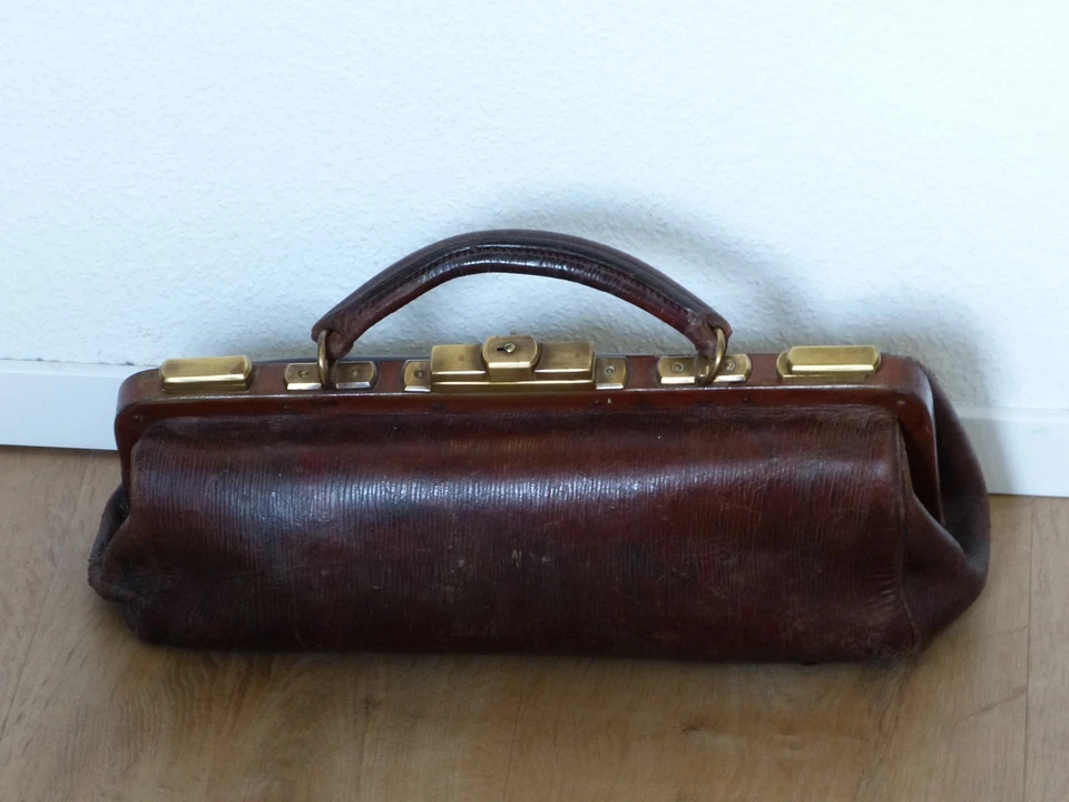 Hebammentasche Hebammenkoffer Arzttasche Arztkoffer Leder Antik Jugendstil - Bild 3 von 4