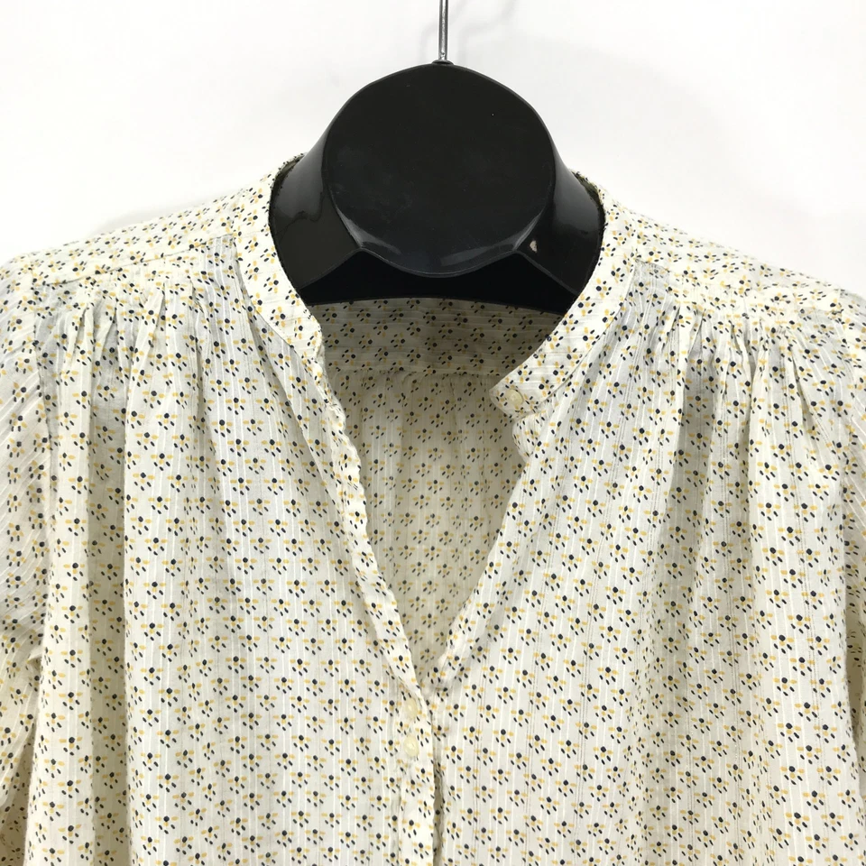 Blusa de hombro plisada manga larga GAP para mujer grande blanca estampado informal carrera Foto 2 de 4