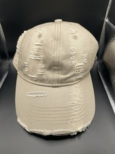 Beige Distressed Baseball Ball Cap Hat Dad Solid Blank, Plain Men Women Cotton