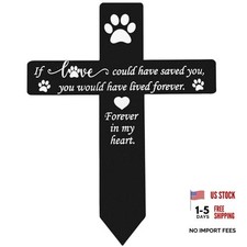 Dog Grave Marker Cross Memorial Gifts Pet Loss Waterproof Metal Stake Memorial