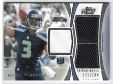 2012 Russell Wilson Rookie Card Topps Prime Triple Relic /194 #TR-RW Seahawks. rookie card picture