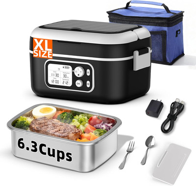 Cordless Electric Heated Lunch Box for Adults, XL 6.3-Cups 24000Mah Rechargeable