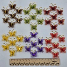 42 Gold Jewel Mesh Wire Butterflies Glitter Decoration Wedding Craft Butterfly