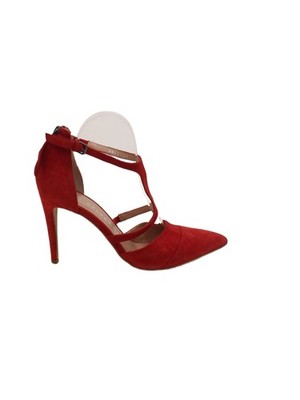 Neuwertige Samt Damen Heels UK 6 rot Wildleder mit Lederriemchen