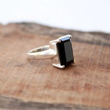 Black Onyx Ring Handmade 925 Sterling Silver Statement Ring Jewellry Women Gift