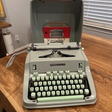 Hermes 3000 Vintage Portable Typewriter with Case 1970's Seafoam Green thumbnail