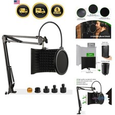 Microphone Isolation Shield with Stand Pop Filter Studio Sound Booth