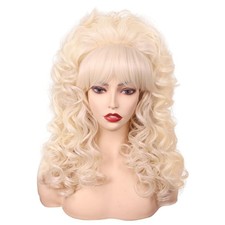 FantaLook Blonde Long Curly Wig 10 Inch length x 2 height ,