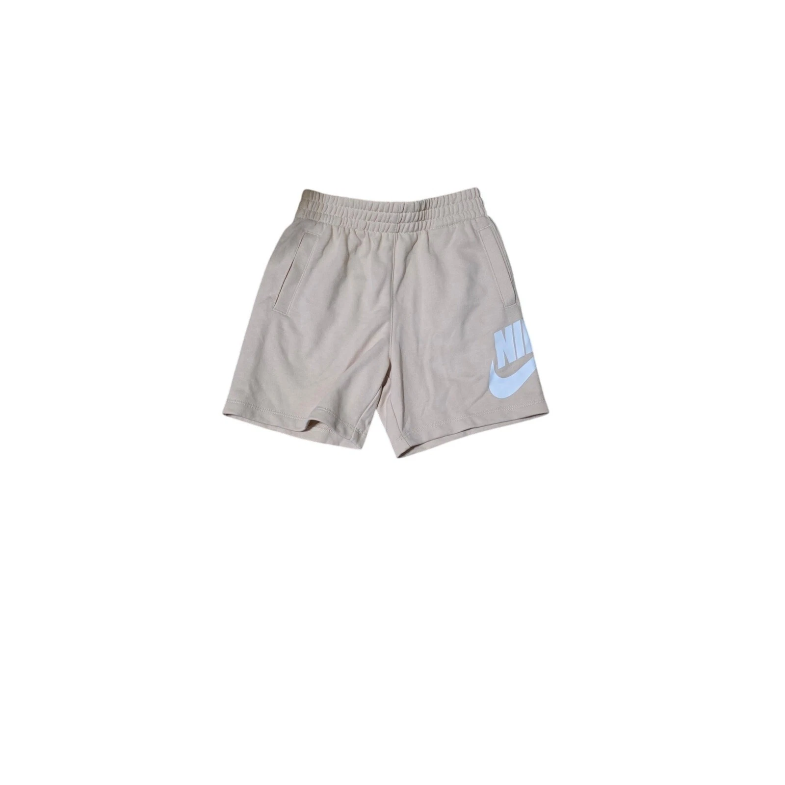 Nike Kids Shorts Size S (4-5 years) Tan with white Logo Cotton Blend NWT
