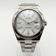 Rolex Datejust II 116334 41mm White Stick Dial 18K White Gold Fluted Bezel 2