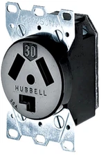 Hubbell HBL9350, 125/250 VAC, 30A, NEMA 10-30R, Straight Blade Receptacle, 1pc