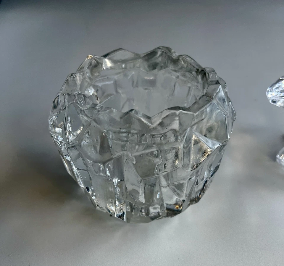 Candelabros votivos vintage Mikasa cristal transparente - Juego de 2 cubitos de hielo flor Foto 2 de 4