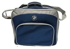BMW Vintage Shoulder Bag With Picnic Set Insulated Cooler Sectional Blue & Gray