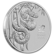 2025 Australia 1 oz Platinum Lunar Year of the Snake $100 Coin .9995 Fine 1999.99 per troy oz