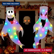 Halloween Decorations Outdoor Indoor, 2 Pack Light Up Ghost Decorations with LED