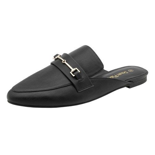 Women Fashion Flat Mules Buckle Pointed Toe Backless Slip on Slides Loafer Shoes - Picture 6 of 8