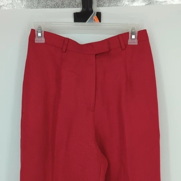 Calça social vintage Emma James mistura de linho perna reta vermelha tamanho 6P trabalho preppy - Imagem 3 de 4