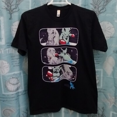#ad Shirt Woot T Shirt Mens XL Black BOXING DINOSAURS T Rex And Triceratops Jurassic $15.48