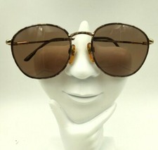 Vintage Christie Brinkley Fashion Plate Brown Gold Oval Sunglasses FRAMES ONLY