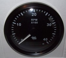 Drehzahlmesser 85 mm Diesel 0-4000 RMP schwarz Blende schwarz für Boot Schiff