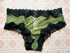Nwt Victorias Secret Tease Lace  Mesh Trim Cheeky Panty Flocked Dot M