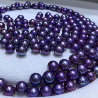For one 8mm natural south sea genuine black purple round loose pearl undrilled