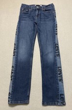 Levi's 502 Jeans Girls Size 14 Regular Fit Spell Out Logo Side Panel 28x27