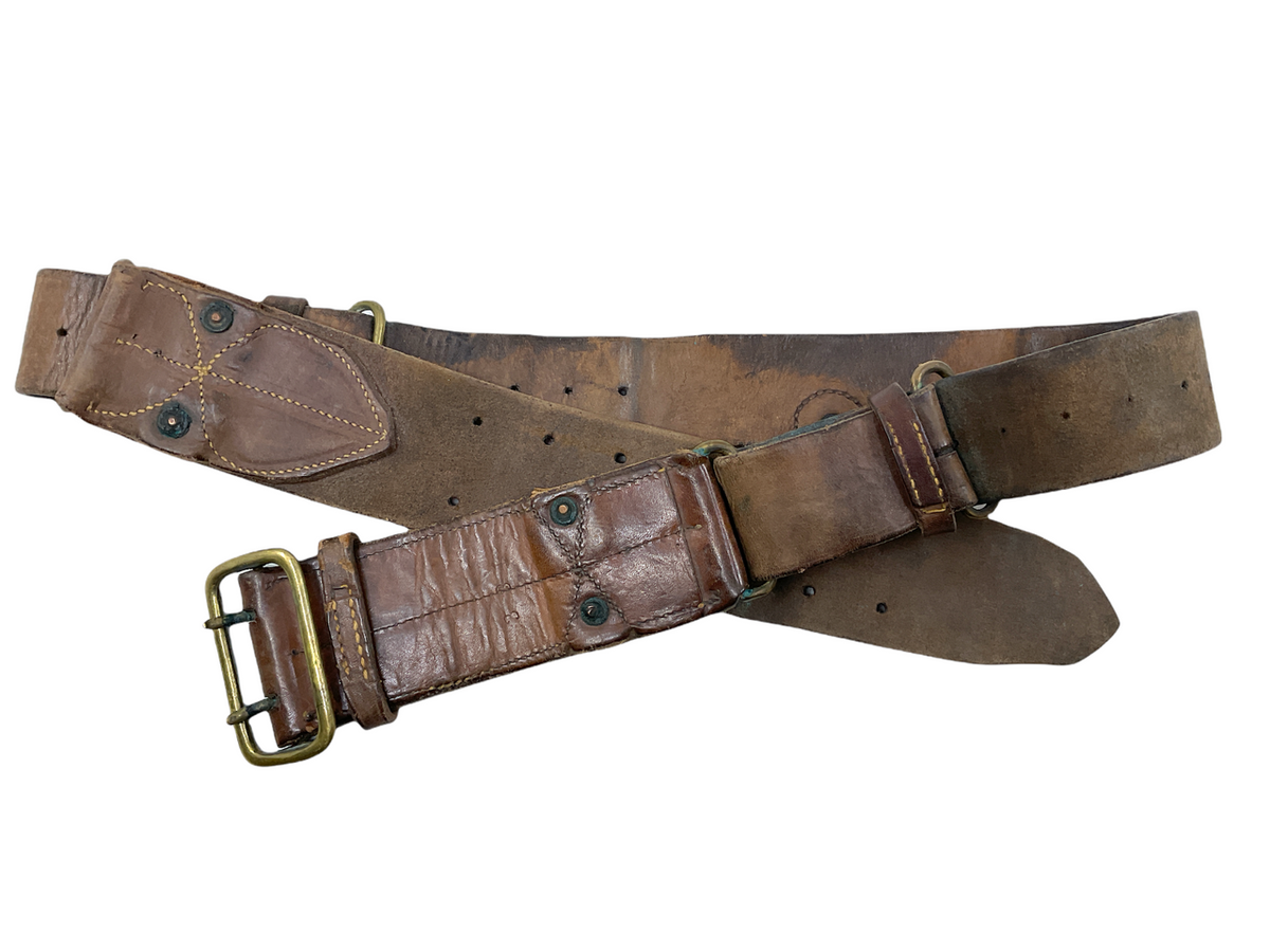 1900\'s leather waist belt Vintage Extra Wide Belt, Brown Genuine Leather Belt With  main image 3