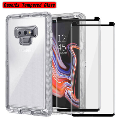 For Samsung Galaxy Note 9 Clear Case Heavy Duty Shockproof Cover Glass Protector