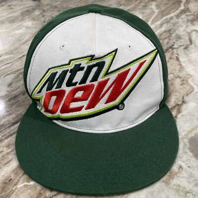 Mountain Dew Adjustable Snapback Flat Brim Cap Hat Mtn Dew Huge