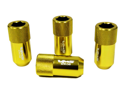 20-Pack VMS Tuner Hex Style Racing Aluminum Lug Nuts – 12x1.5 Thread, Gold Yellow