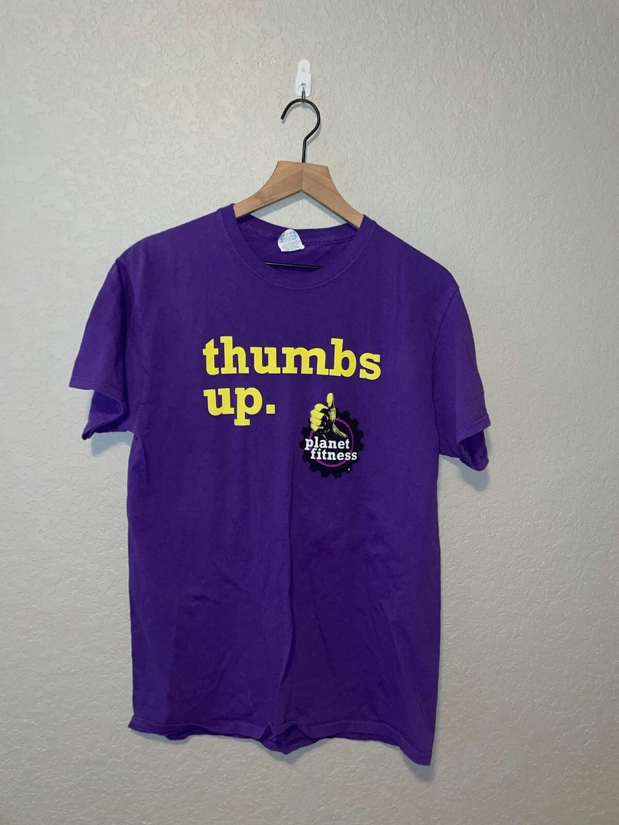 Y2K Planet Fitness Thumbs Up Purple Yellow Shirt Tee 2000s M Medium