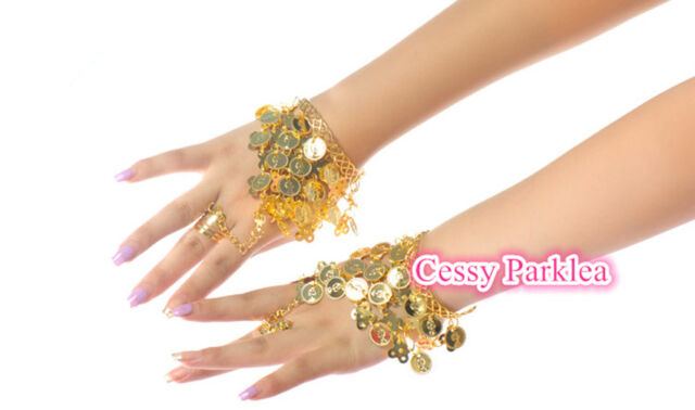 Belly Dance Accessories Bollywood Jewelery Handmade Metal Bangles Bracelet+Ring