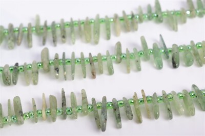 6-10MM Prehnite Stick Pebble Chip Grade AA Genuine Natural Loose Beads 16''