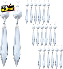 20Pcs Chandelier Icicle Crystal Prisms with Bead Crystals Lighting Lamp Repl....
