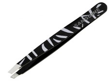 Pinzetta Pizzi Capelli Viso Professionale Punta Inclinata Zebra con Tappo Protettivo