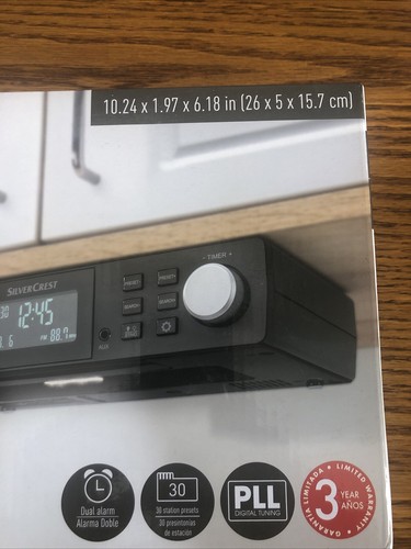 SilverCrest Under-Cabinet AM/FM Radio Digital Clock Radio With Dual Alarm New - Picture 2 of 6