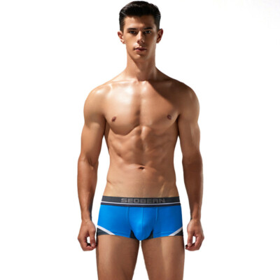 NEW Seobean Men's Breathable Stretch Boxer Briefs Polyester Low-rise Underwear
