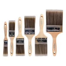 6PK Flat House Wall,Trim Paint Brush Set Home Exterior or Interior Brush