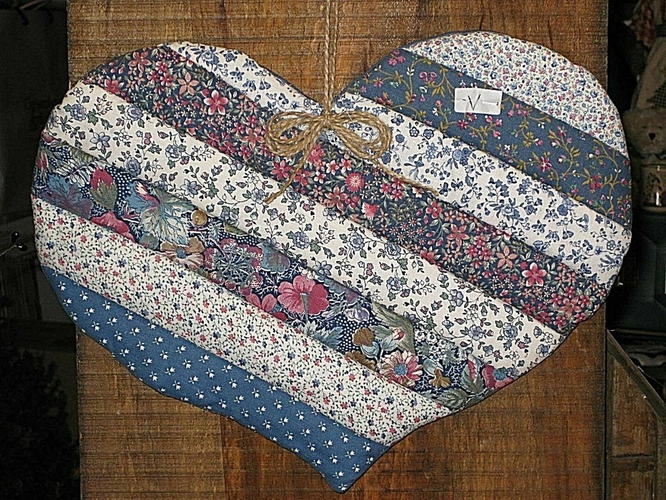 LARGE STRING QUILTED HEART WALL HANGING Handmade in USA V eBay