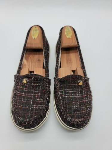 Roxy Piccolo Fur Lined Loafers / Slip On Brown Plaid Shoes Women's Size 7.5 - Picture 2 of 8
