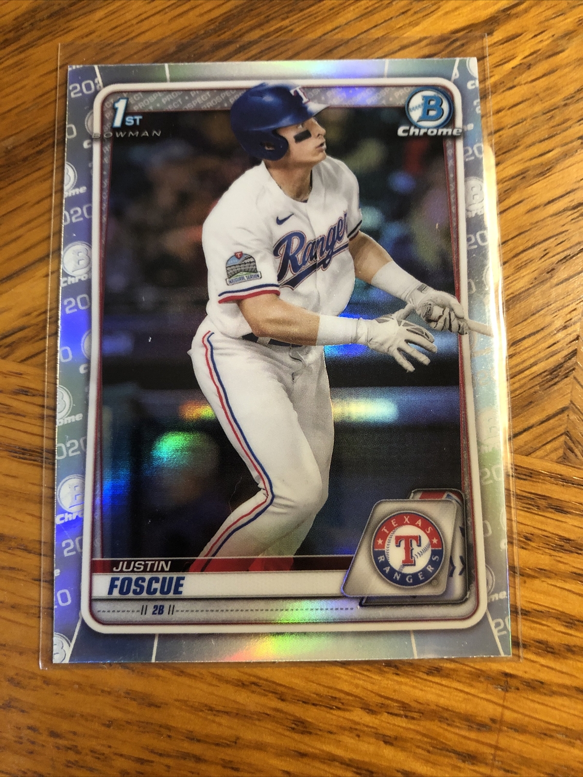 2020 Bowman Chrome JUSTIN FOSCUE Refractor 1st Bowman Chrom BD-124 Texas Rangers