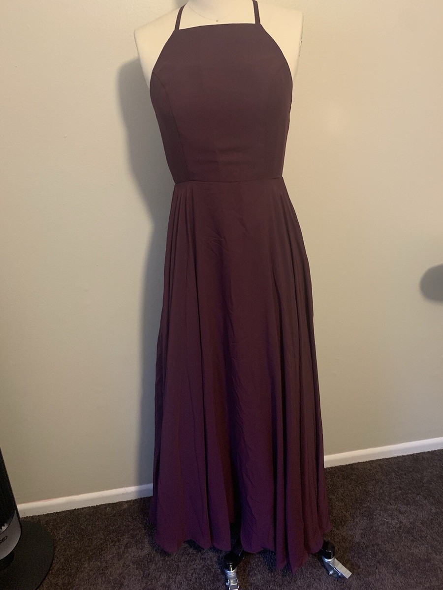 eggplant colored bridesmaid dresses Purple Strappy Chiffon Maxi Dress stocked Light Blue Mesh Sheer Size:7 7/8 choose your usual size