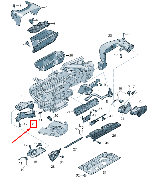 NOUVEAU AUDI E-TRON GEN AÉRATEUR DE PIEDS RHD 4KR819151 ORIGINAL